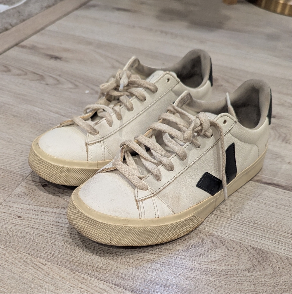 Veja White Leather V-Logo Sneakers | Women’s 8